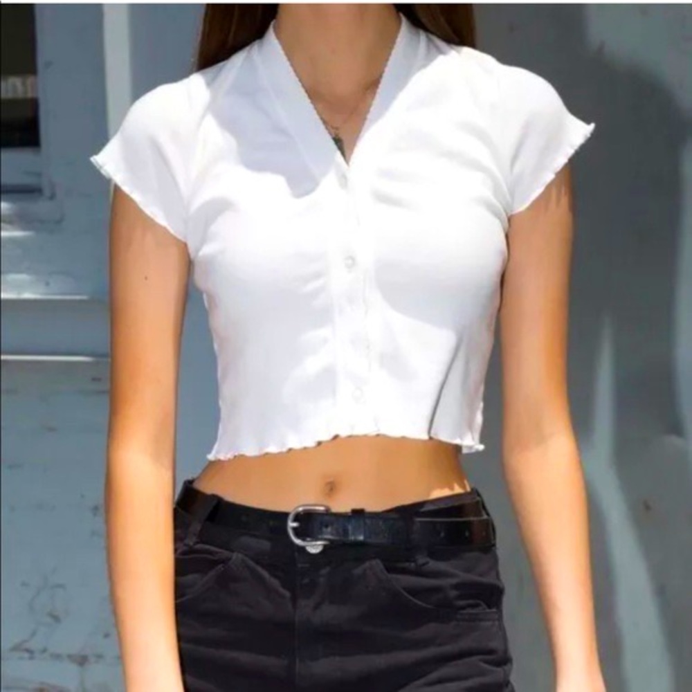 BRANDY MELVILLE Cropped White Sweater/Cardigan Top!